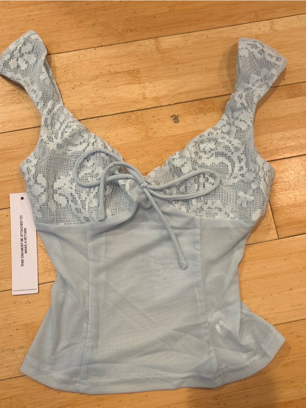 NWT princess polly jordan quani lace top blue size us 0